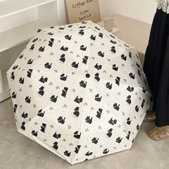 女性用自動日傘、日焼け止め、UVカット、ポータブル折りたたみ日傘、かわいい猫傘、晴雨兼用傘