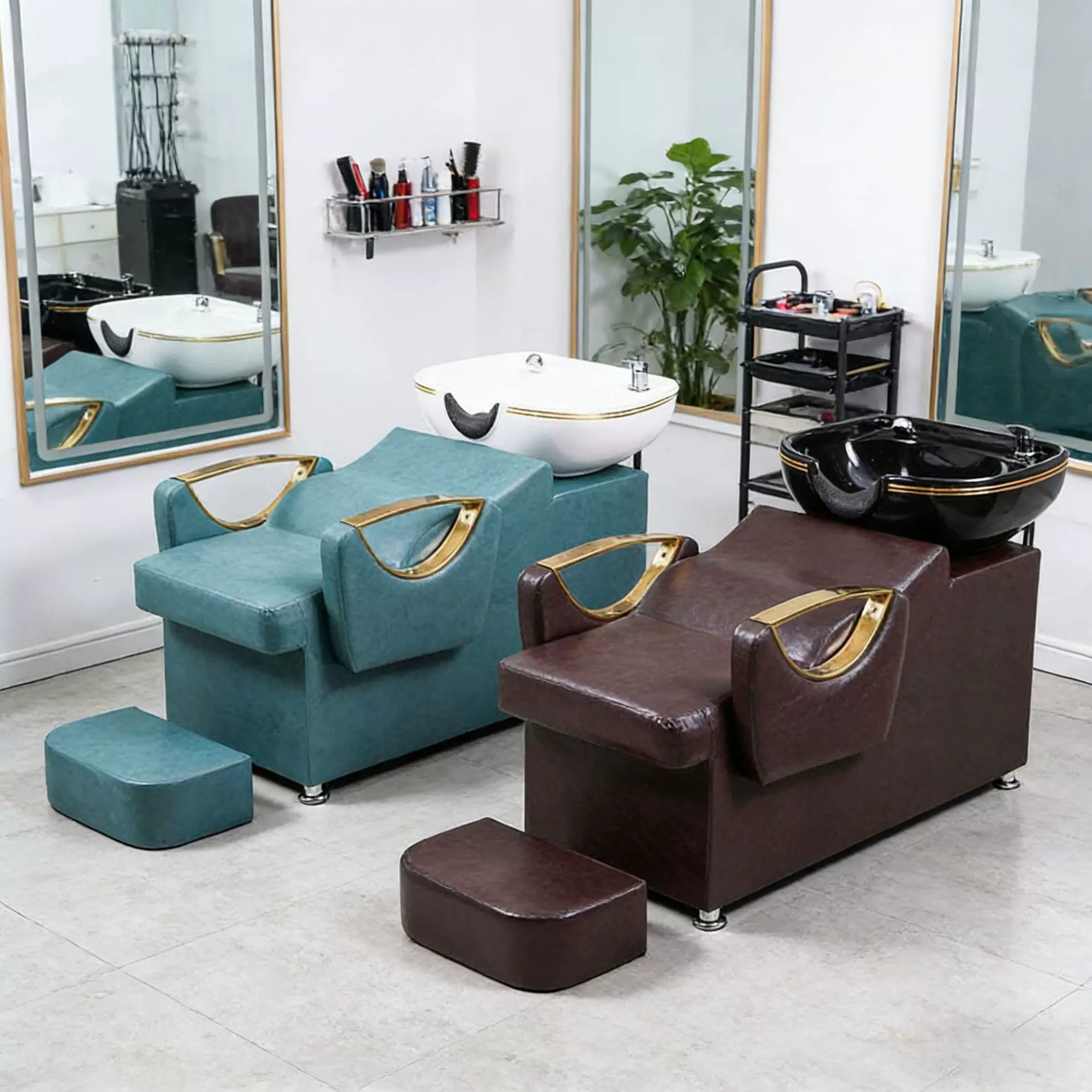 理发店用洗头床陶瓷盆可躺舒适理疗床发廊沙龙美发店洗头床