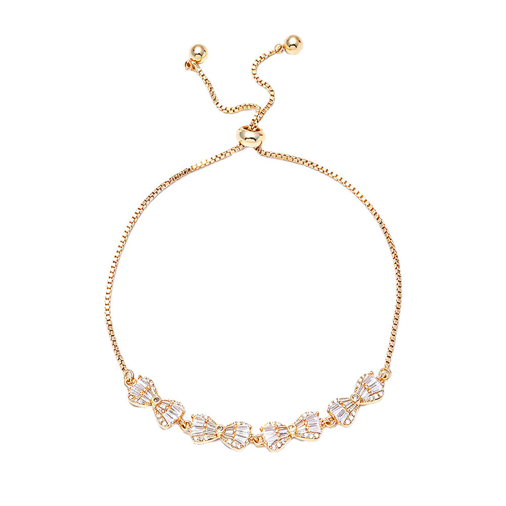 Zircon Bow Patchwork Bracelet Light Luxury High End Feel Exquisite Simple Versatile Jewelry For Commuting_voghion.com