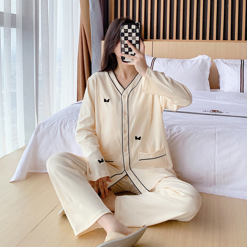 Maternity clothes for the month of pregnancy, cotton spring and autumn maternity pajamas set, prenatal maternity wear, postnatal outerwear, nursing clothes 