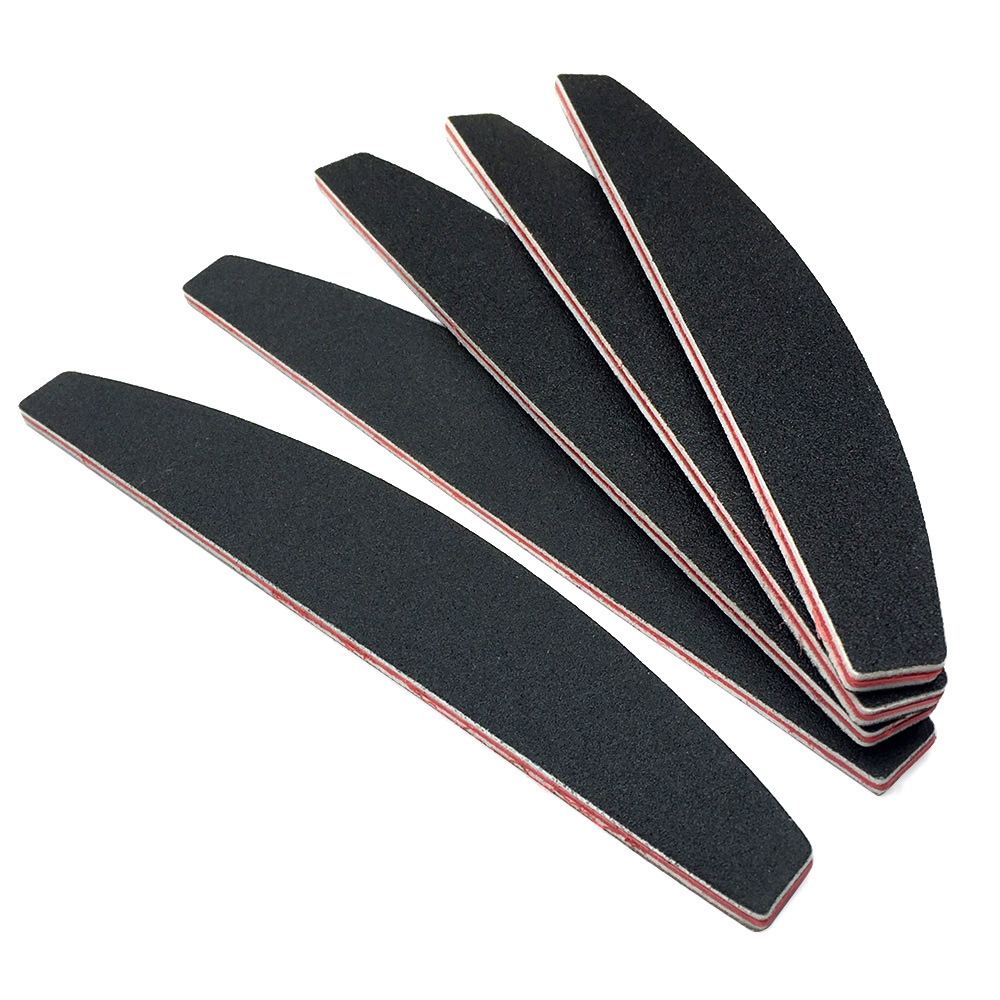 Media Luna lima de uñas negro en forma de cuchillo de doble cara tira de molienda manicura recorte de uñas frotar resistente al desgaste