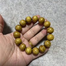 T金丝楠木手串男士阴沉木金丝楠佛珠老料正品水波纹龙胆纹108颗