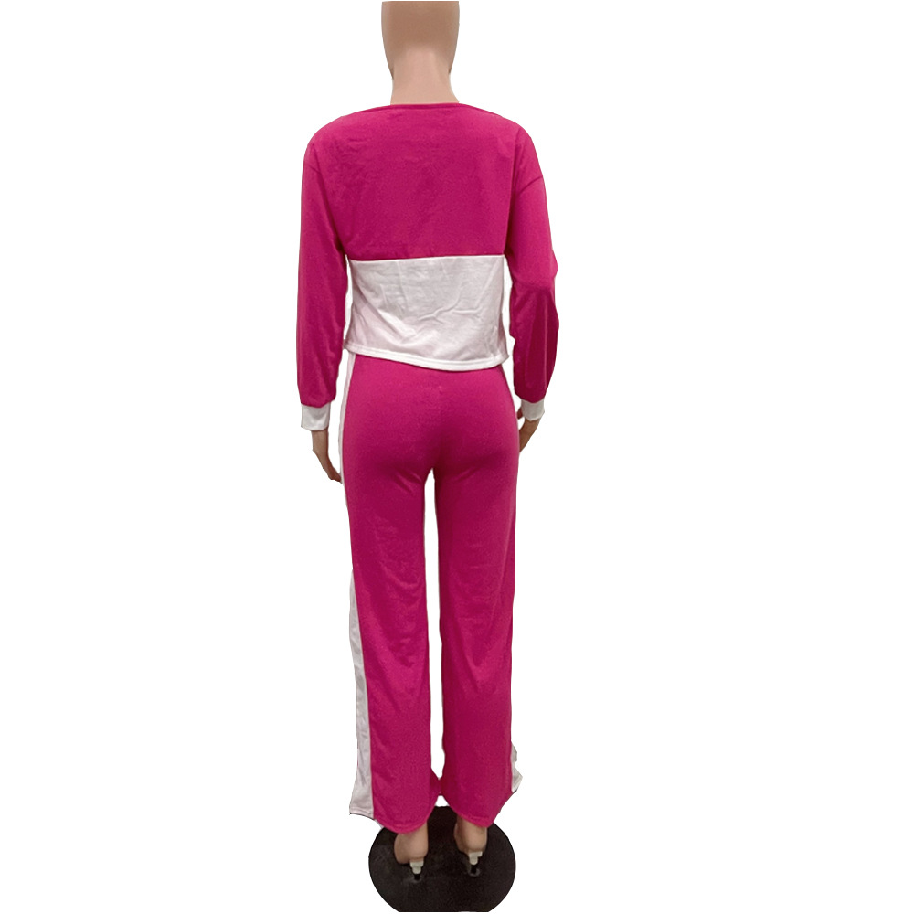 Damenbekleidung Kontrastfarbene Nähte Freizeitanzug Drei Farben Optional_voghion.com