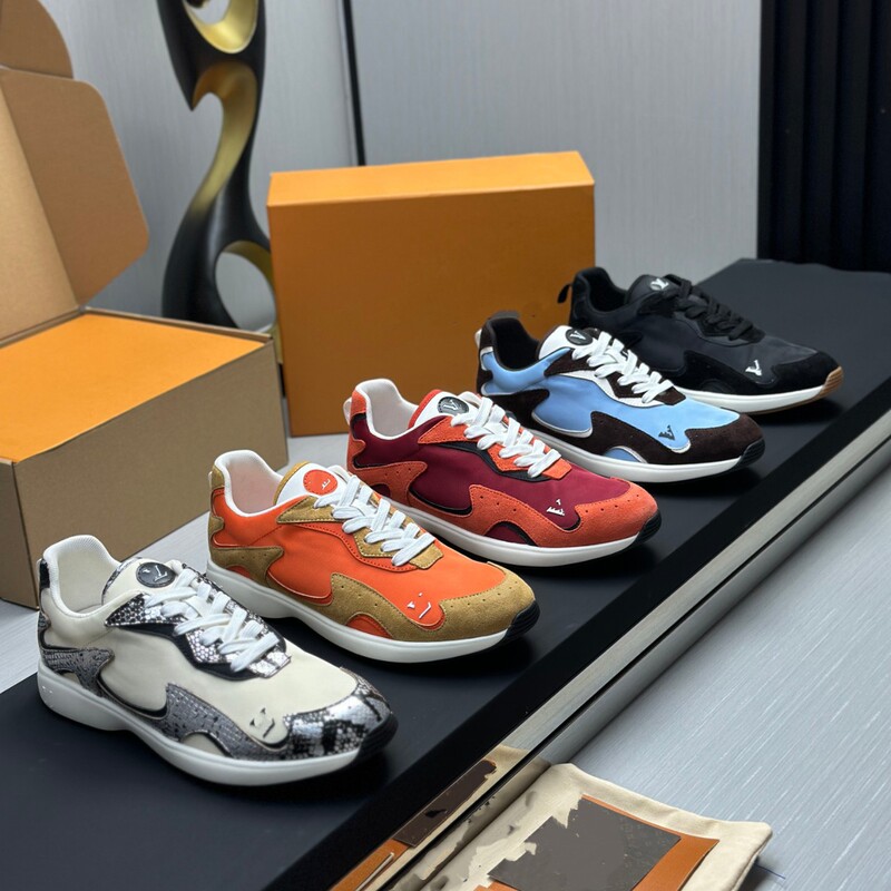 Coolway Lion Men's Sports Casual Shoes, Four-Season Color-Block Thick-Soled Suede Leather Breathable Lace-Up Lightweight Height-Increasing Shoes