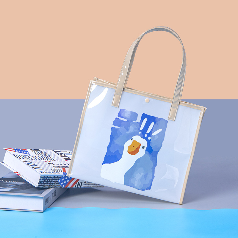 Transparent handheld capacious storage bag PVC