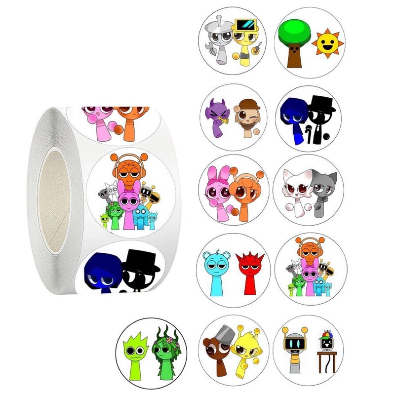 Xiaohongshu's Popular Rhythm Box Roll Sticker Sprunki Game Peripheral Cartoon Cute Decorative Handbook Material