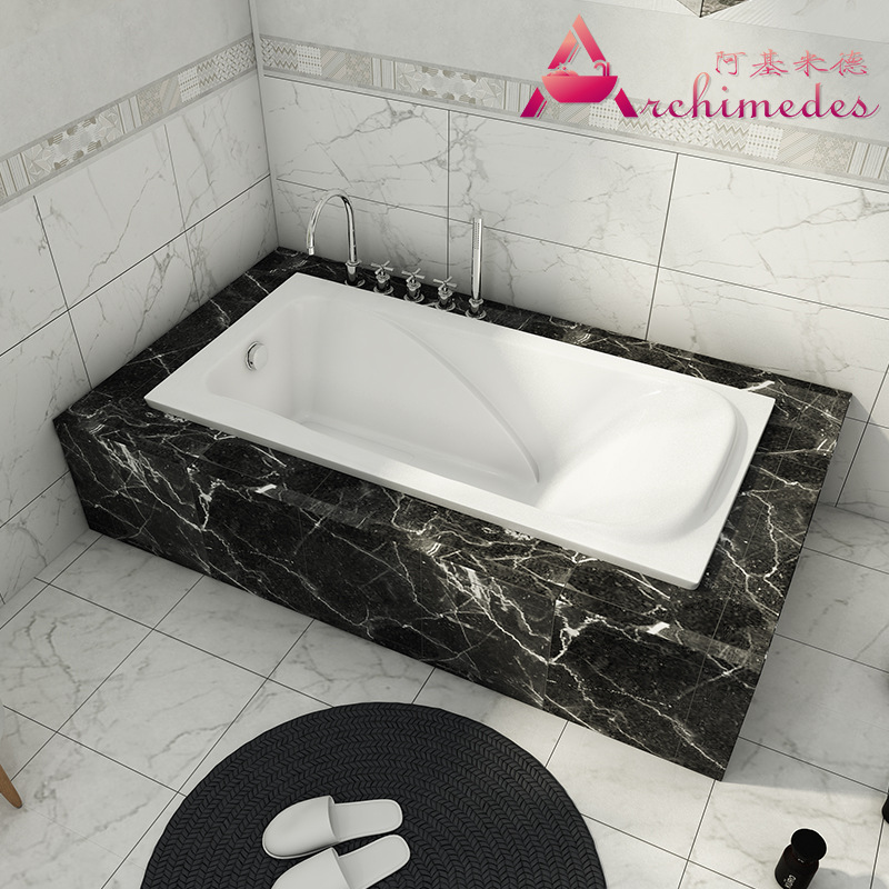 嵌入式浴缸 易洁简约白色亚克力长方形浴盆 AJ-2106A|ms