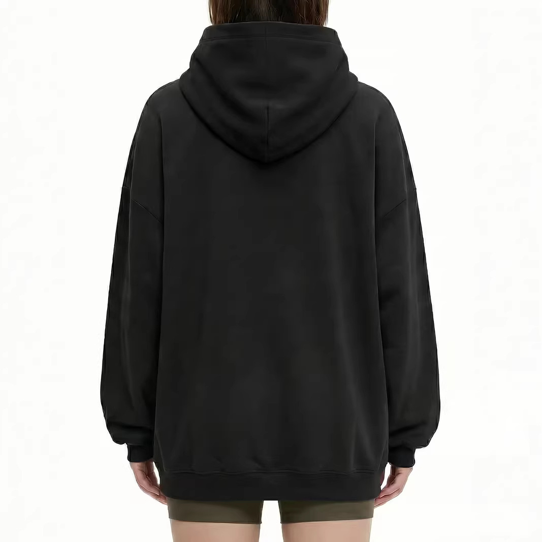 Women's Casual Loose Pullover Hooded Sweatshirt Solid Color Pet Bib Design Early Spring Fashion_voghion.com