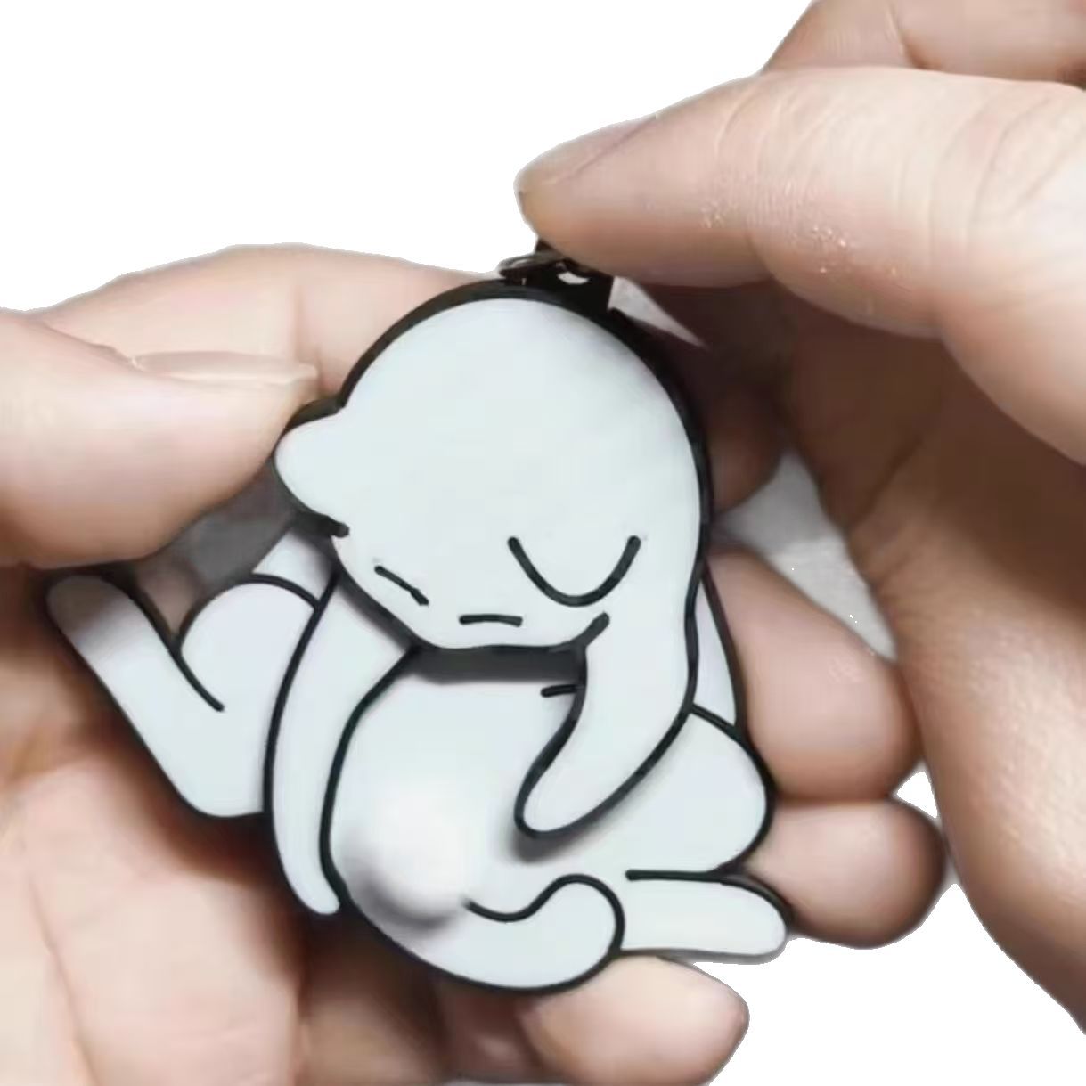 Colgante de llavero de gato de huevo de dibujo creativo lindo y divertido colgante de bolsa de acrílico giratorio para regalo