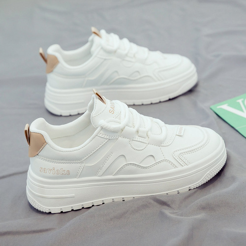 Women's 2024 Spring New White Shoes, Student Breathable, Versatile Sports Casual Dad Shoes, Soft Sole, Spring and Autumn