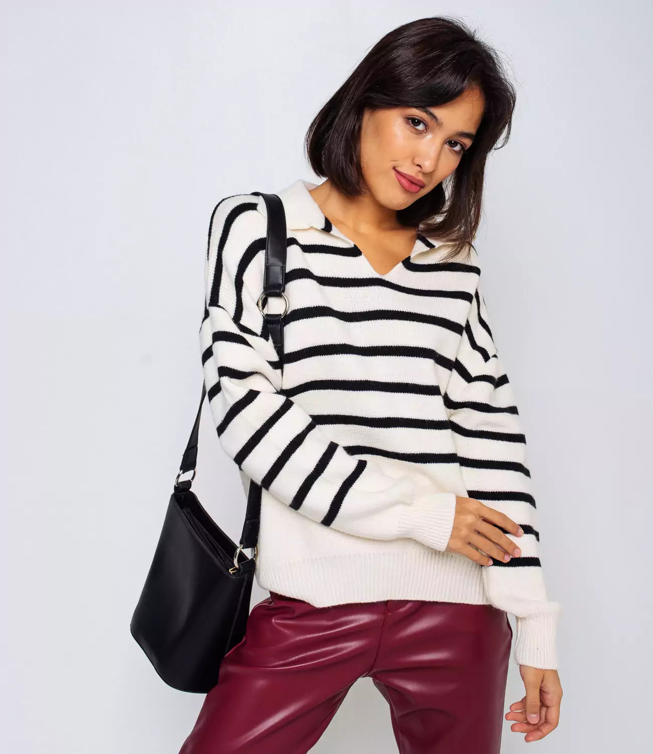 Maglione 2024 scollo quadrato casual a righe lavorato a maglia autunno/inverno stile casual per le donne_voghion.com