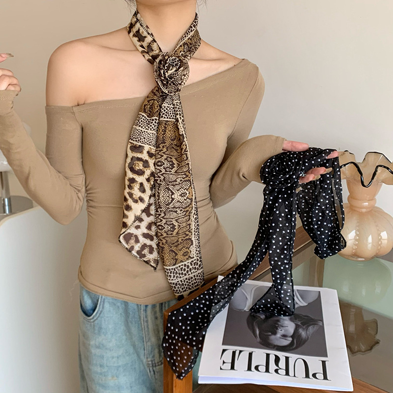 Bandera de cabello nueva combinación de camisa bufandas de seda coreana damas de diseño de punto de onda bufandas de seda simuladas bufandas de decoración