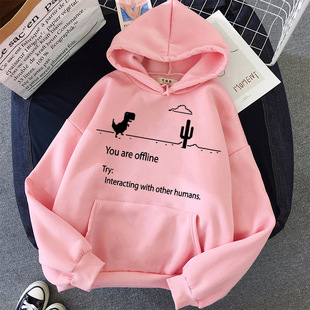 2024 New Export Autumn and Winter New Printed Couple Sweatshirt Retro Dinosaur Hoodie Sweatshirt Ding Custom Embroider