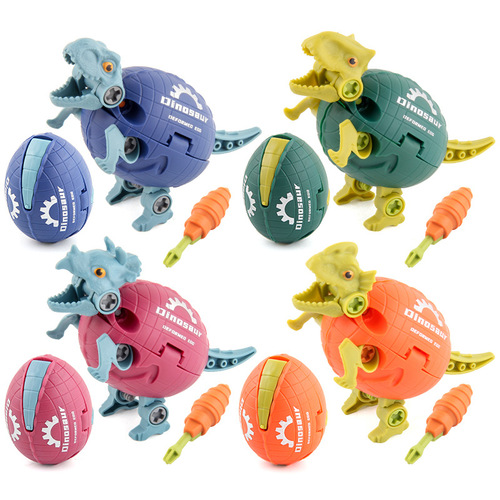 Cross-border supply DIY disassembly and assembly of dinosaur building block toys Velociraptor Triceratops screw-assembly educational toys