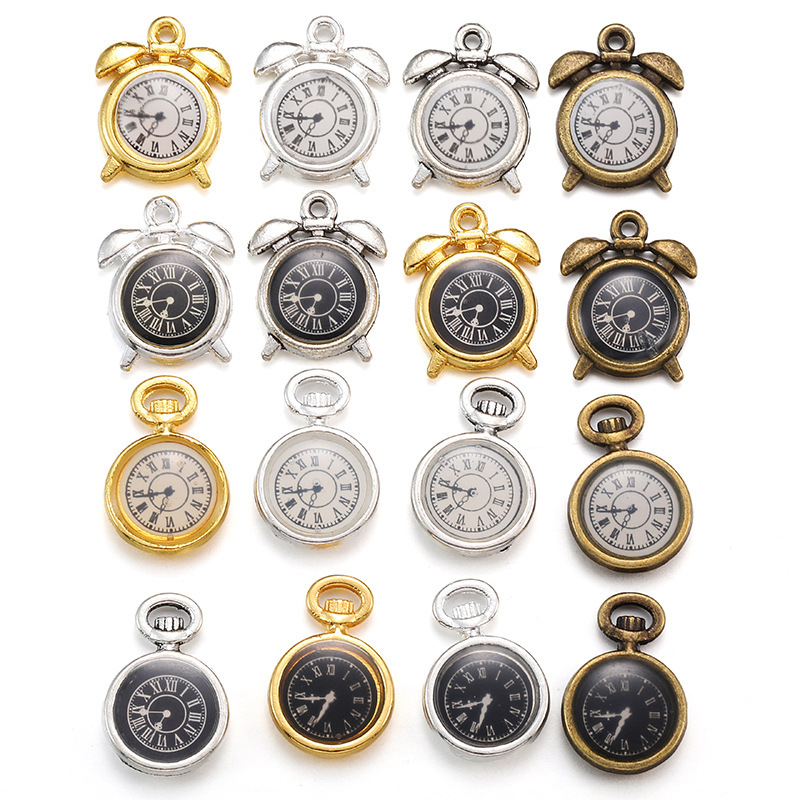 Diy Korean version of zinc alloy oil accessories multi-color color clock bracelet necklace pendant 17*11MMW80
