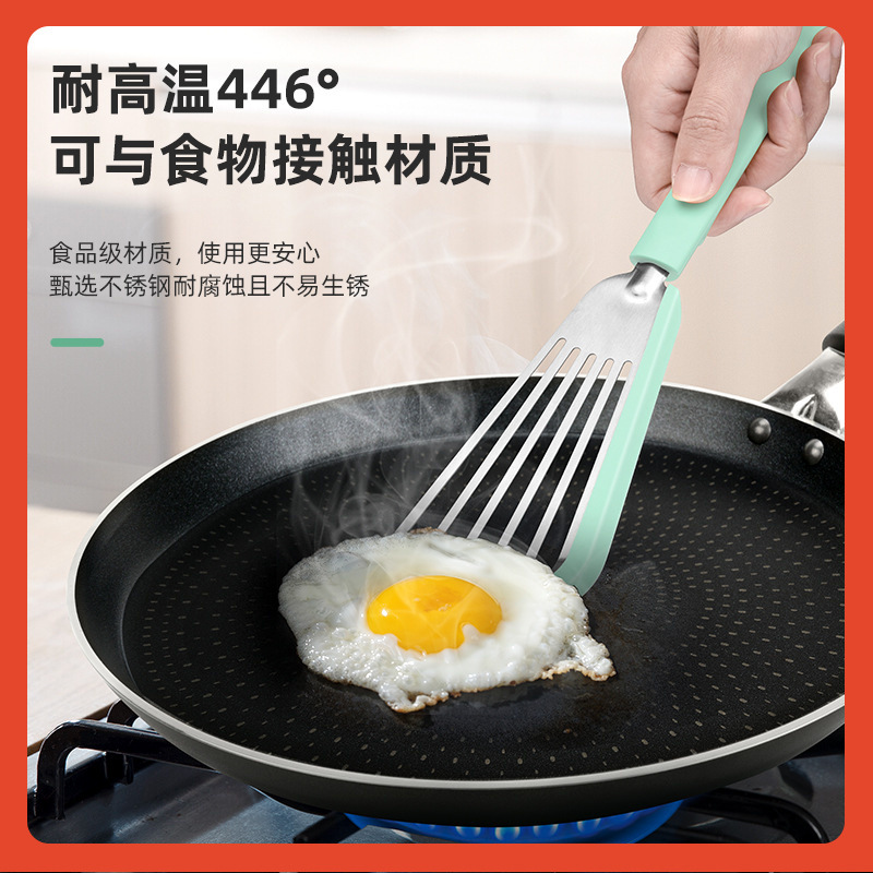✅厨房防烫煎铲耐高温煎鱼铲隔热不粘锅全不锈钢厨具防滑铲子家用