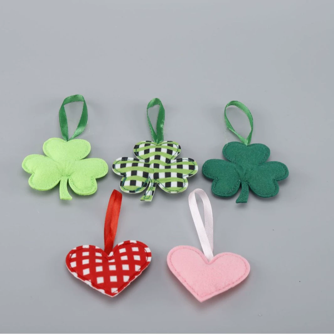 Кулон из фетра с наполнителем из хлопка, праздничный кулон, украшение ко Дню Ирландии, клевер, украшение ко Дню Святого Патрика