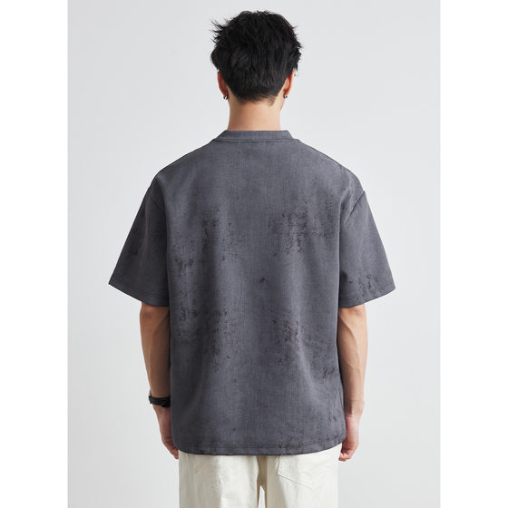Also stop 260g heavy short sleeve T-shirt men's summer 2025 new oversize loose dizzy men's top tide