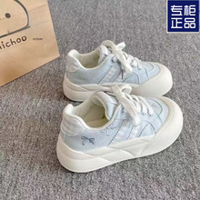 校园风厚底小白鞋女学生2025新款爆款百搭透气帆布板鞋面包鞋子女