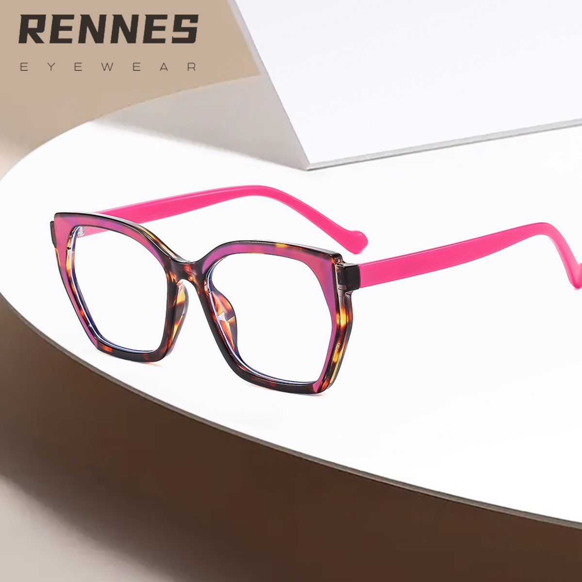 TR90 marco grande transfronterizo a juego de colores ojo de gato casual lente plana anti-luz azul sin maquillaje europeo y americano marco de ojo de miopía de alta calidad