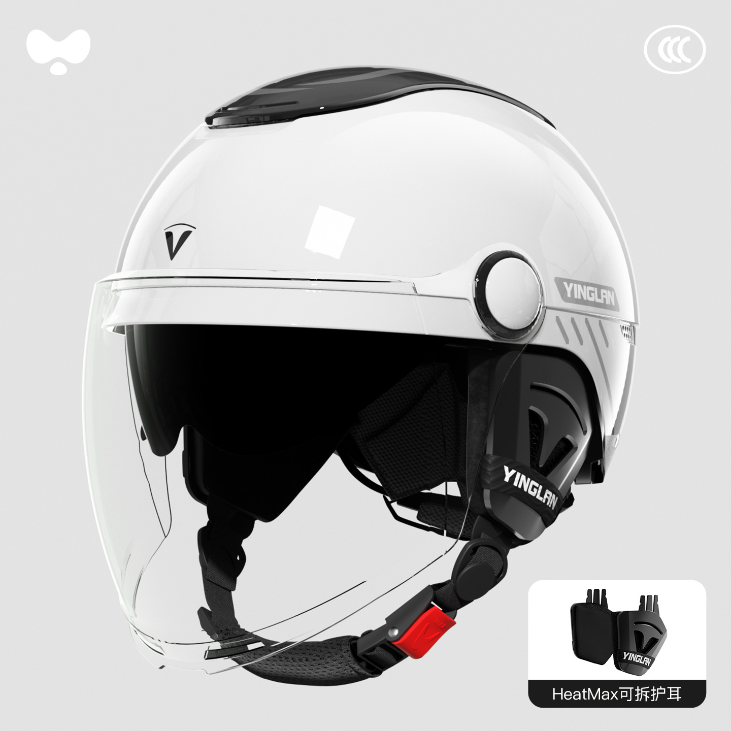 Motosiklet kaskı (dəbilqə), Universal Motorcycle Helmet - 3c-snow-white-hd-sunscreen-long-dual-mirror-class-a-detachable-earmuffs-one-size