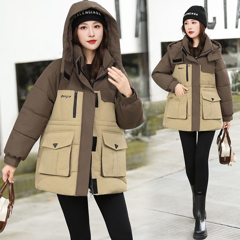 2025 invierno nuevo estilo de chaqueta de algodón de pluma de moda para mujeres, chaqueta de algodón cálido y casual gruesa