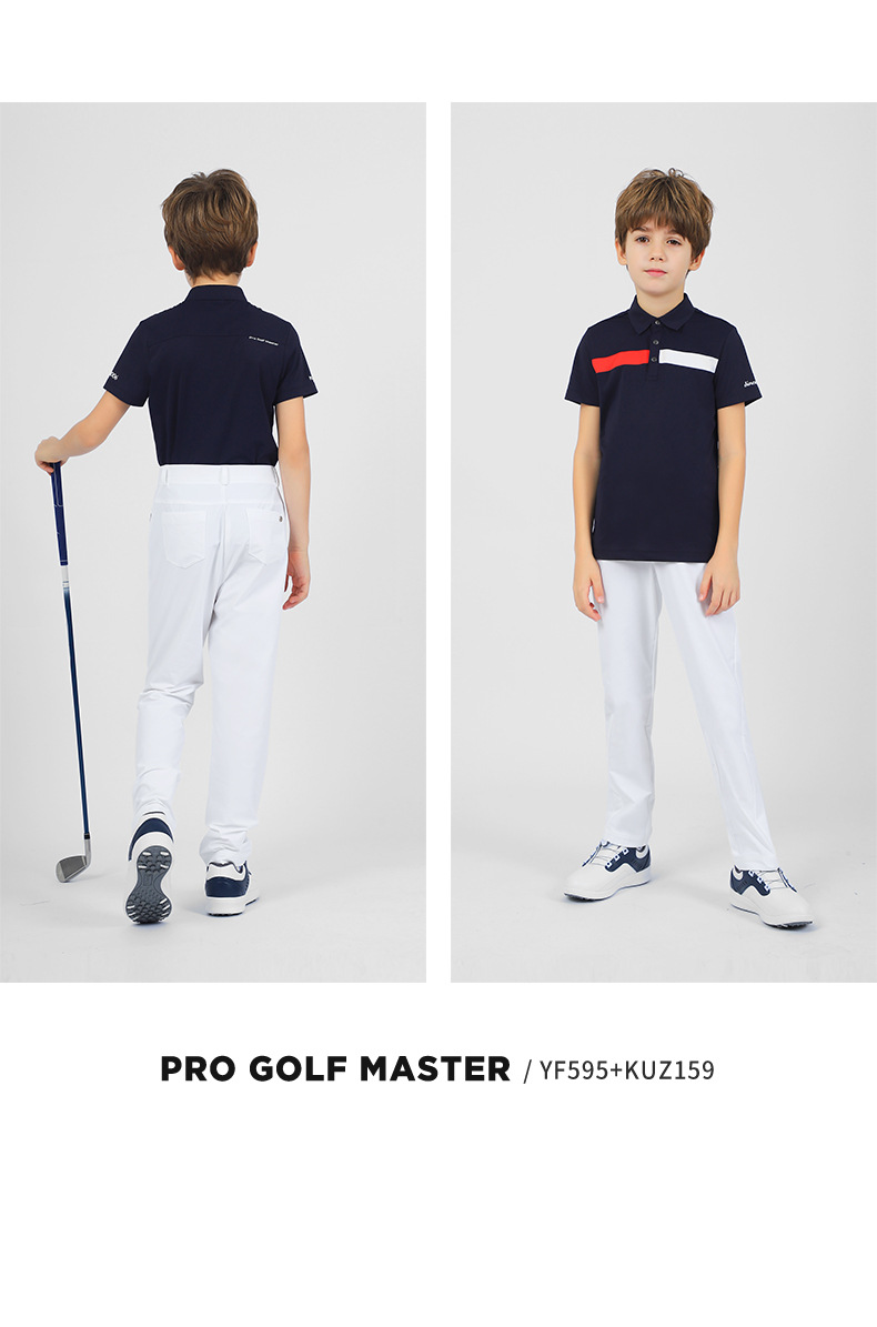 Áo thun golf trẻ em PGM tay ngắn hút ẩm, form thể thao thoải mái — YF595-màu đỏ, YF595-màu xanh nước biển, YF595-màu trắng, KUZ159-màu xanh hải quân chi tiết 9
