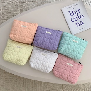 37291 ins Japanese and Korean quilted heart clutch liner bag new large capacity cosmetic bag lipstick storage bag