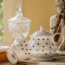 描金波点英式下午茶具轻奢欧式骨瓷家用咖啡红茶水果茶杯碟壶套装