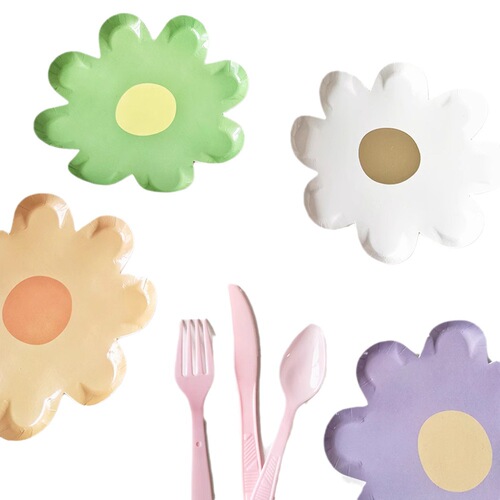 ins style disposable daisy paper plate theme party children's ornaments birthday party decoration scene layout
