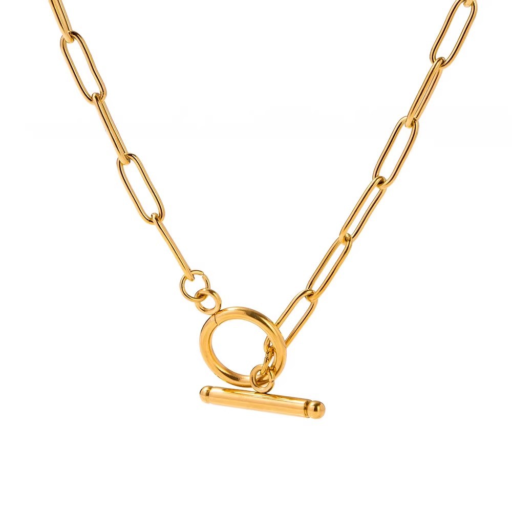 Collana a catena paperclip semplice ed elegante per donna con ot_voghion.com