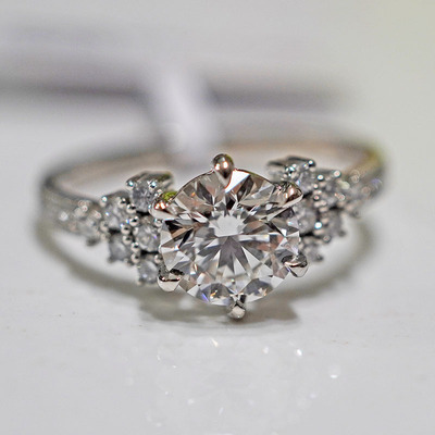 PT950鉑金培育鑽石戒指女士婚求婚星耀圍鑲