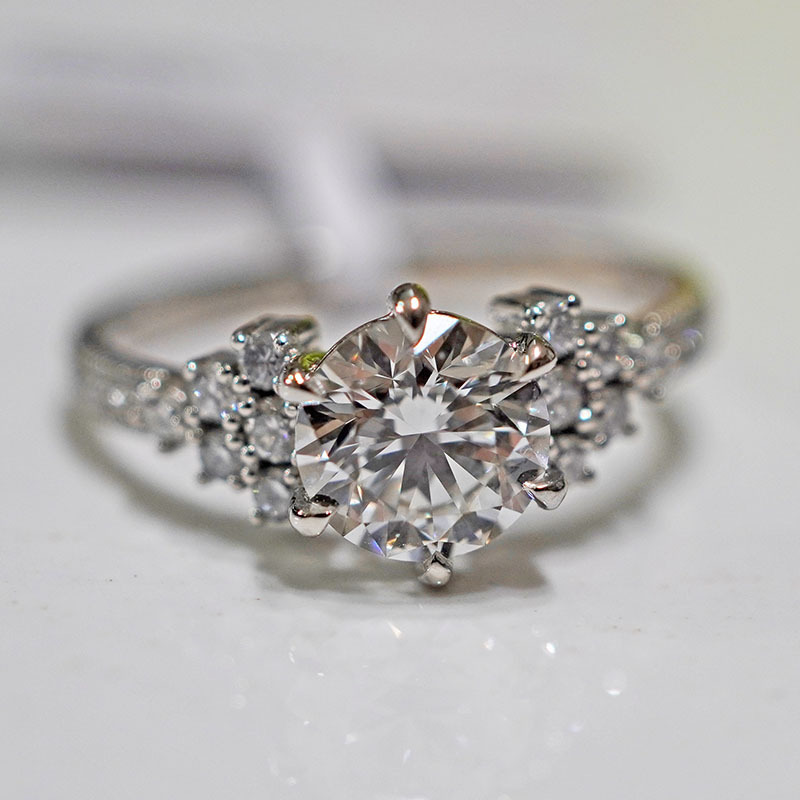 PT950鉑金培育鑽石戒指女士婚求婚星耀圍鑲