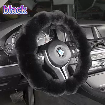 Handle Cover, Steering wheel cover - bubble-velvet-black-black-36-38cm-roundd-type