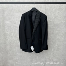 高版本D家25FW新款不对称青果领单西黑色绵羊毛斜纹面料西服套装