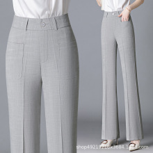 夏季薄款微喇裤子女2025新款高腰显瘦小个子冰丝麻休闲西裤长裤