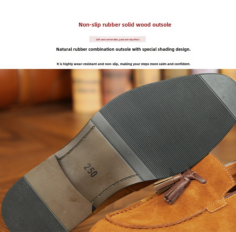 Men's casual leather shoes with fringe loafers with slip-on feet frosted business loafers for men_voghion.com