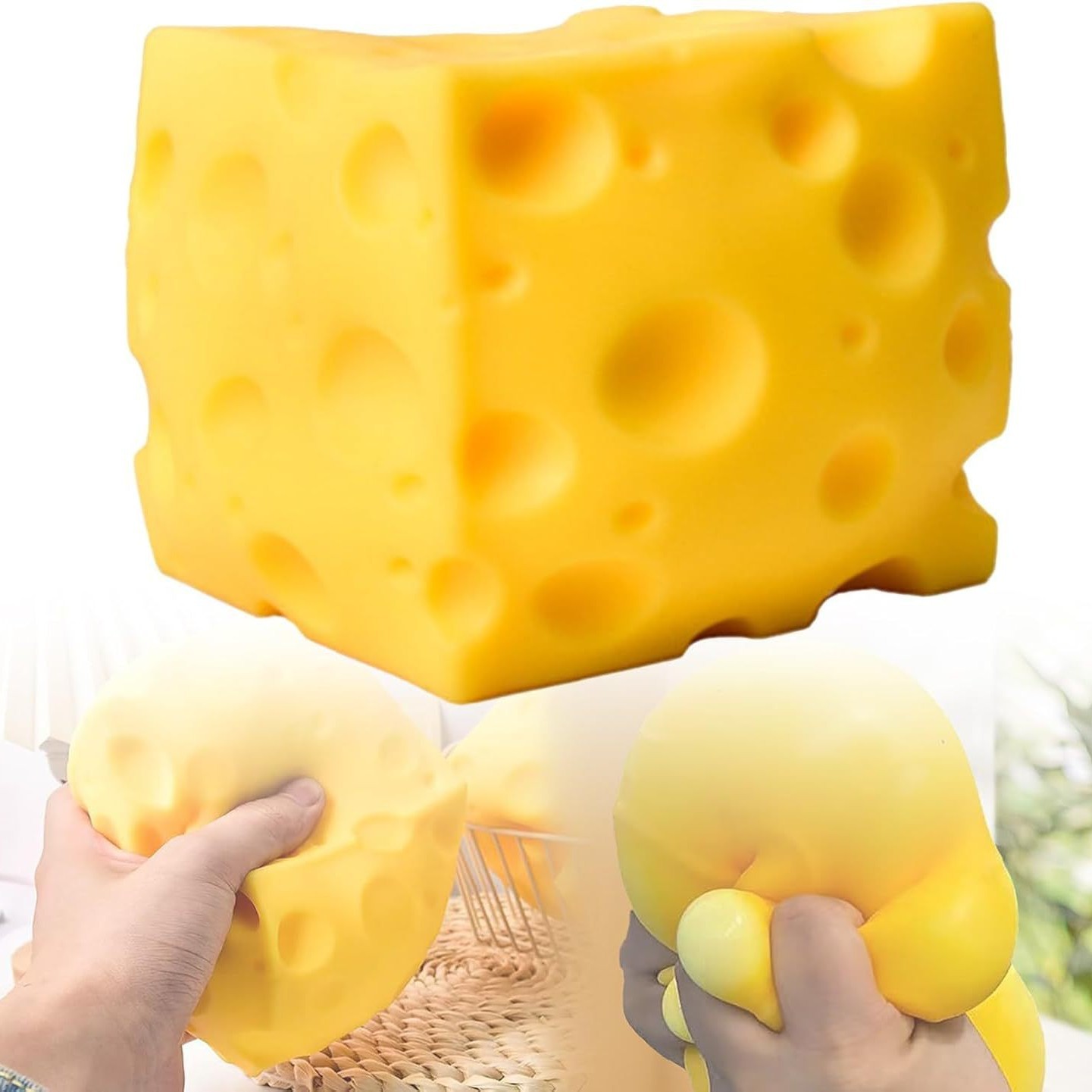 Creative and Popular Slow-Rebound Large Cheese Squishy Toys, Small Cube Cheese Wholesale, 7cm, 10cm, 11cm Cheese
