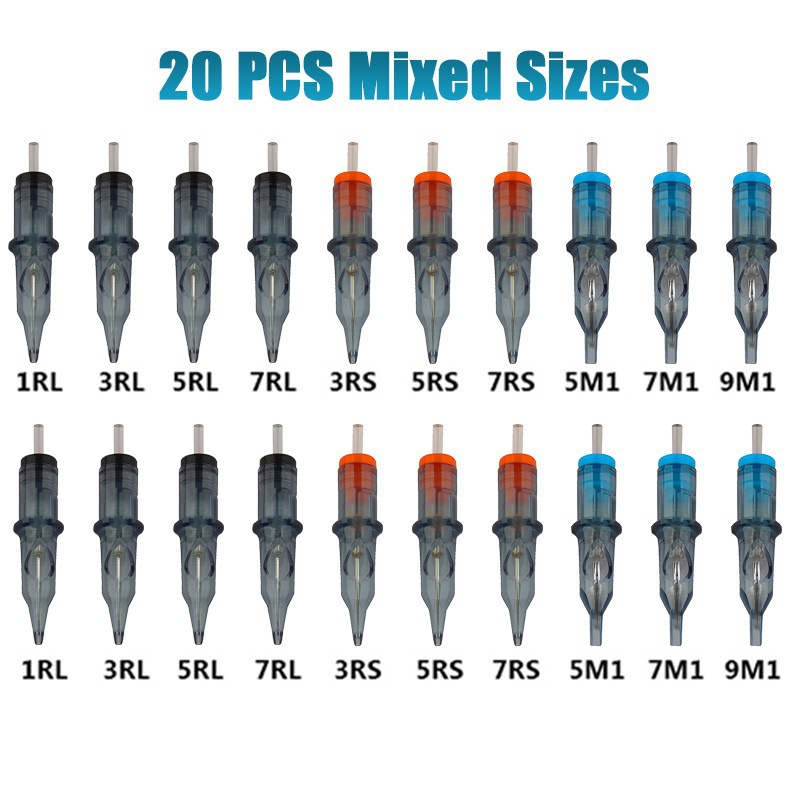 20 혼합 푸른 고래 문신 바늘