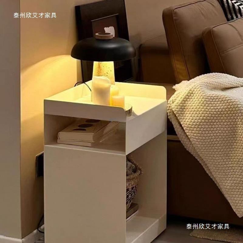 北欧沙发边几家用卧室网红床头柜可移动推车收纳边柜多功能储物柜|undefined