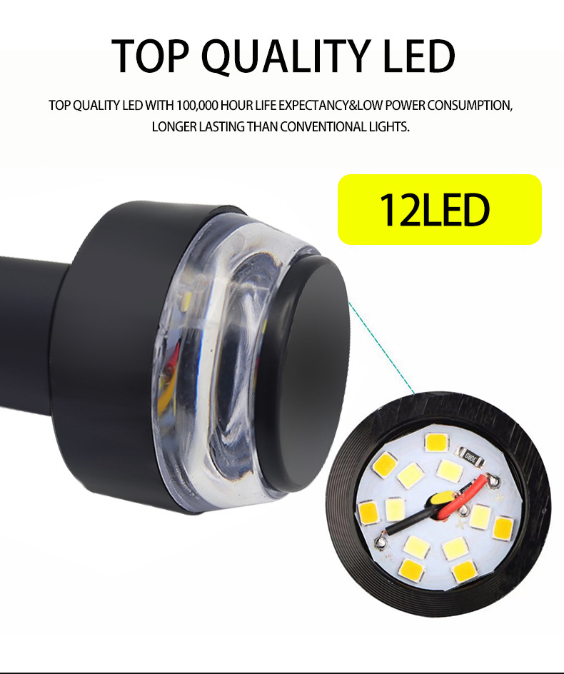 Source Factory Motorcycle Handlebar Turn Signal Plastic Shell Led High-Brightness Modified Mountain Bike Light Headlight