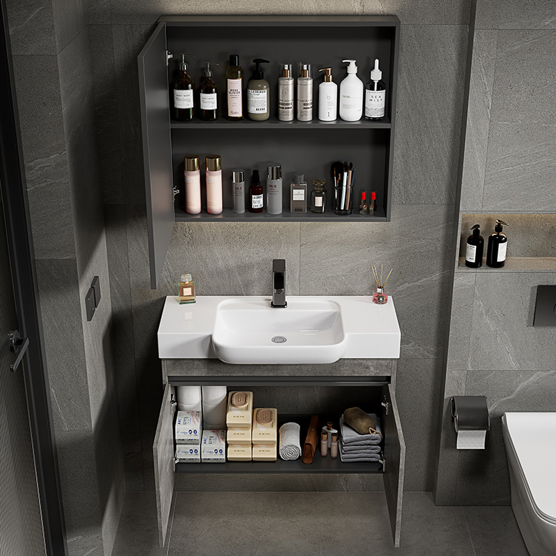 gabinete de baño de aluminio espacial de casa pequeña combinación de lavabo de cerámica lavabo transfronterizo lavabo ultra estrecho lavabo