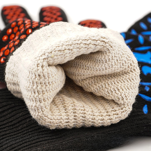 High-temperature resistant 500-800 degree barbecue fireproof protective gloves, thickened heat insulation microwave oven oven BBQ gloves