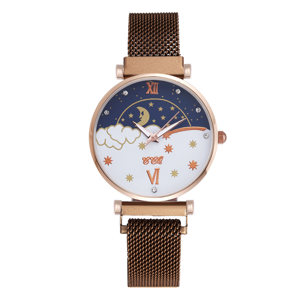 Petite montre à Quartz exquise pour femme, nouvelle tendance, ceinture en maille magnétique, cadran de dessin animé frais, 2024_voghion.com