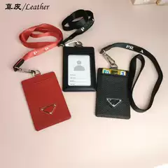 Genuine Leather Badge Holder Card Holder European and American Trendy Brand Cowhide Id Holder Neck Badge Card Holder Ins Style Export