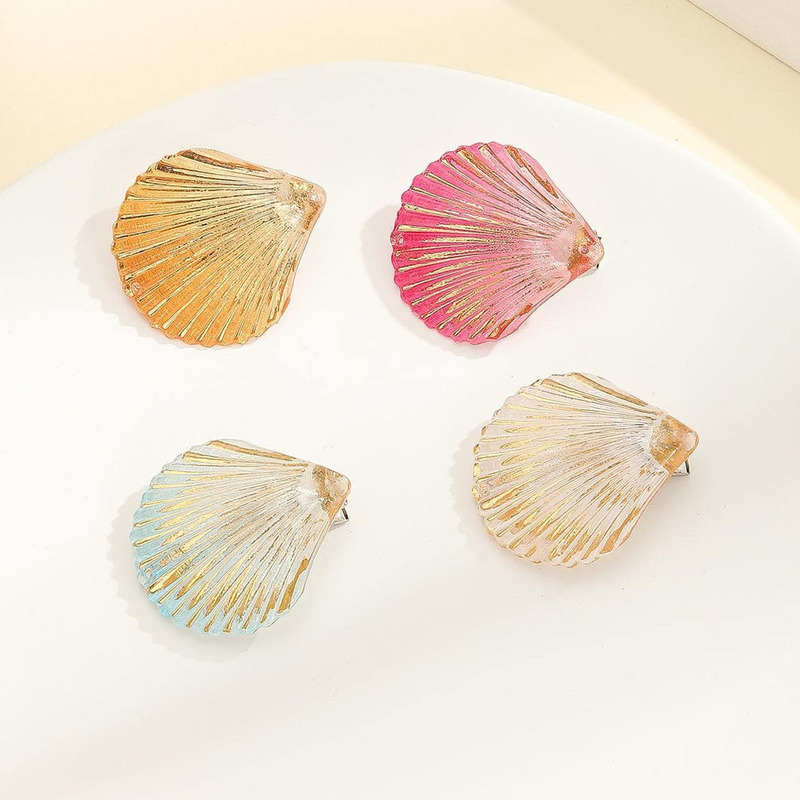 Cross-border New Electroplated Gradient Color Simulation Shell Earrings Decorative Mobile Phone Shell Accessories DIY Hairpin Headwear Accessories