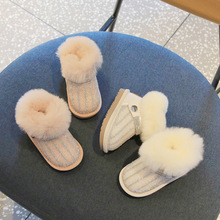 女小童雪地靴亮片公主毛毛鞋2025冬季加绒软底婴儿鞋加厚学步鞋子