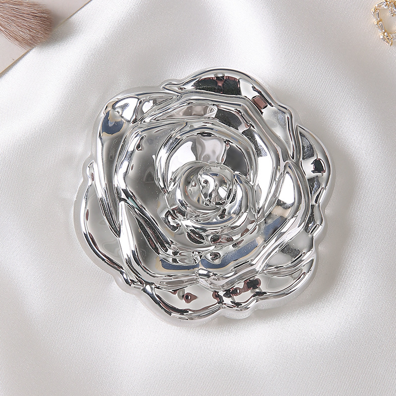 Nuevo modelo de galvanoplastia portátil rosa pequeño espejo de maquillaje espejo mini portátil de doble cara portátil espejo plegable de mano