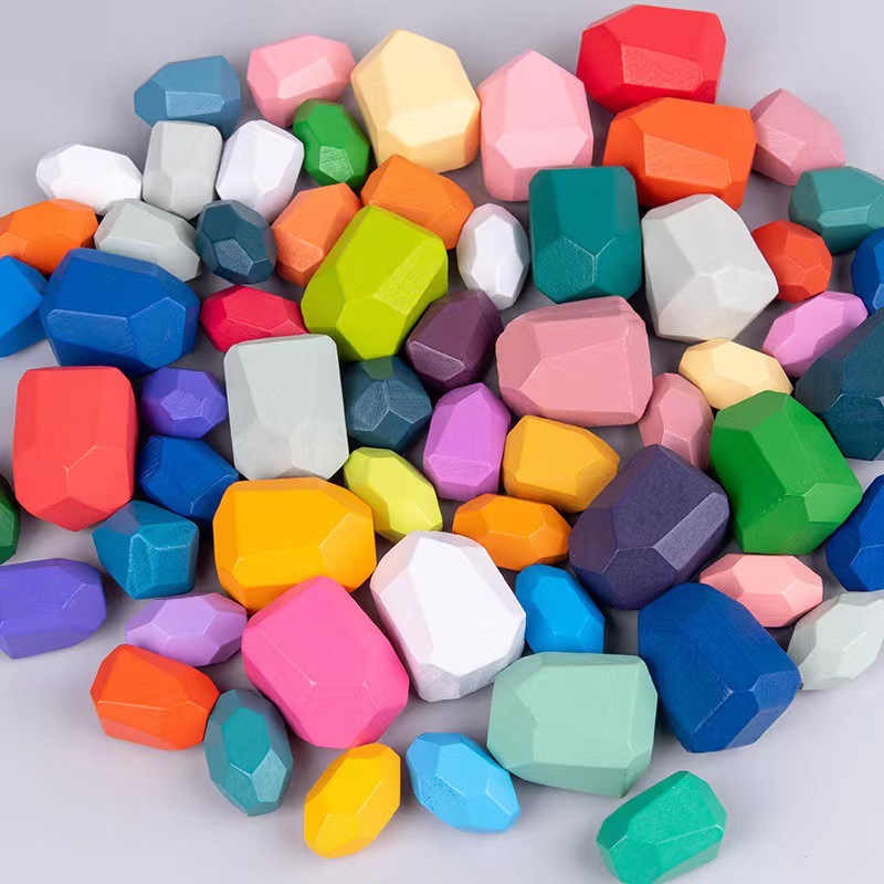 Defectuoso rompecabezas de piedra laminada coloridos bloques de construcción de piedra laminada Jenga juguete decoración formación niños y niñas piedra