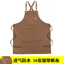 外贸亚马逊现货加厚帆布围裙美甲烧烤家用餐饮厨房工作服围裙批发